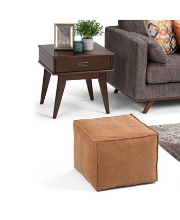 Simpli Home - Weaton Square Pouf, Quick Ship