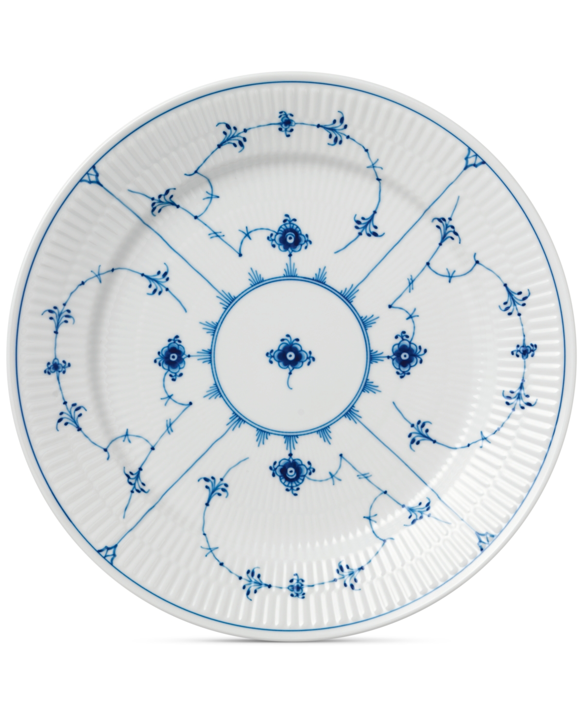Blue Fluted Plain Dinner Plate - Multi