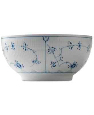 Blue Fluted Plain Large 9.5" Serving Bowl