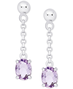 image of Amethyst Oval Drop Earrings (1-5/8 ct. t.w.) in Sterling Silver