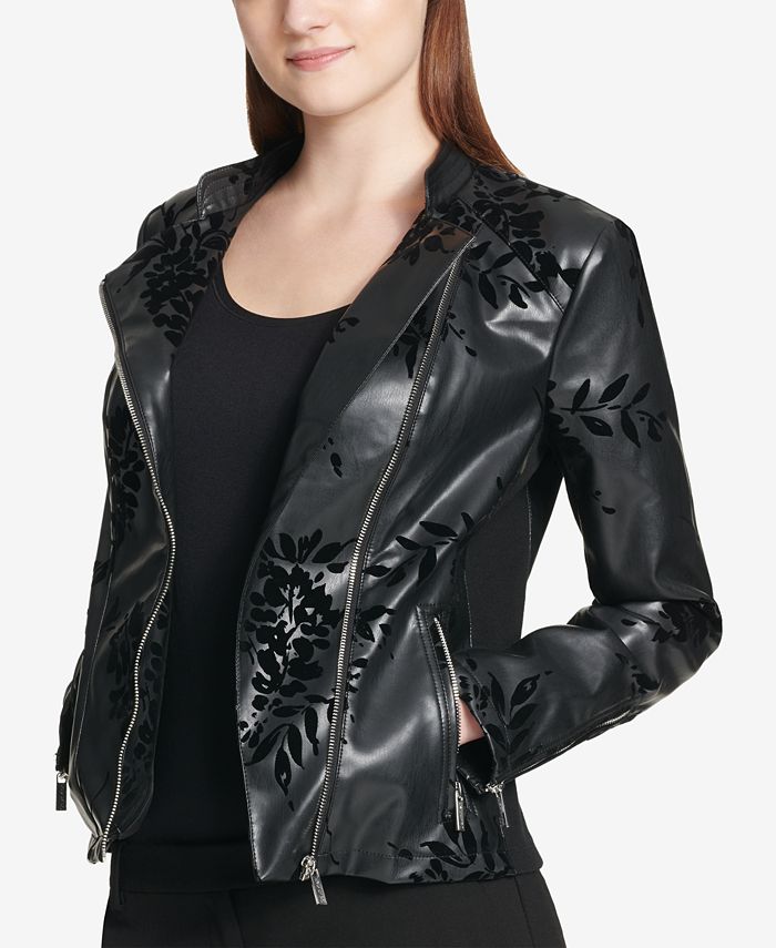 Calvin Klein Embossed FauxLeather Moto Jacket Macy's