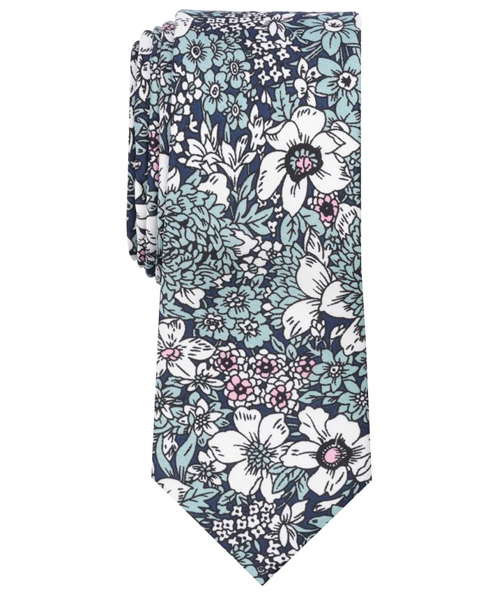 Bar III Men's Illustrated Floral Skinny Tie, Created for Macy's Macy's