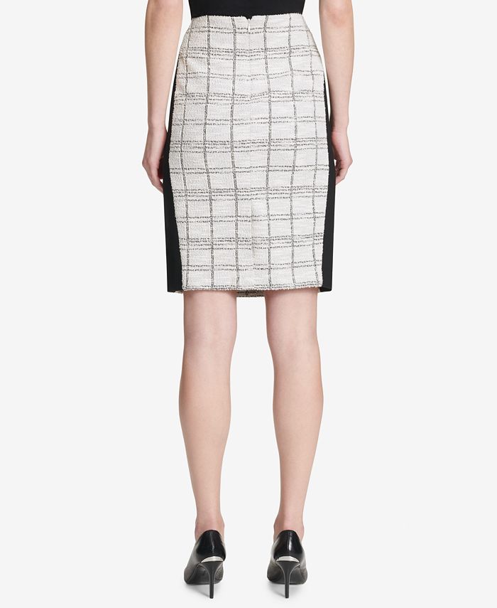 Calvin Klein Women's Metallic Tweed Pencil Skirt Black Size 12