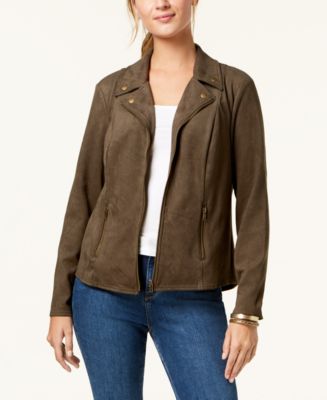 Style & Co Faux-Suede Moto Jacket, Created for Macy's - Macy's