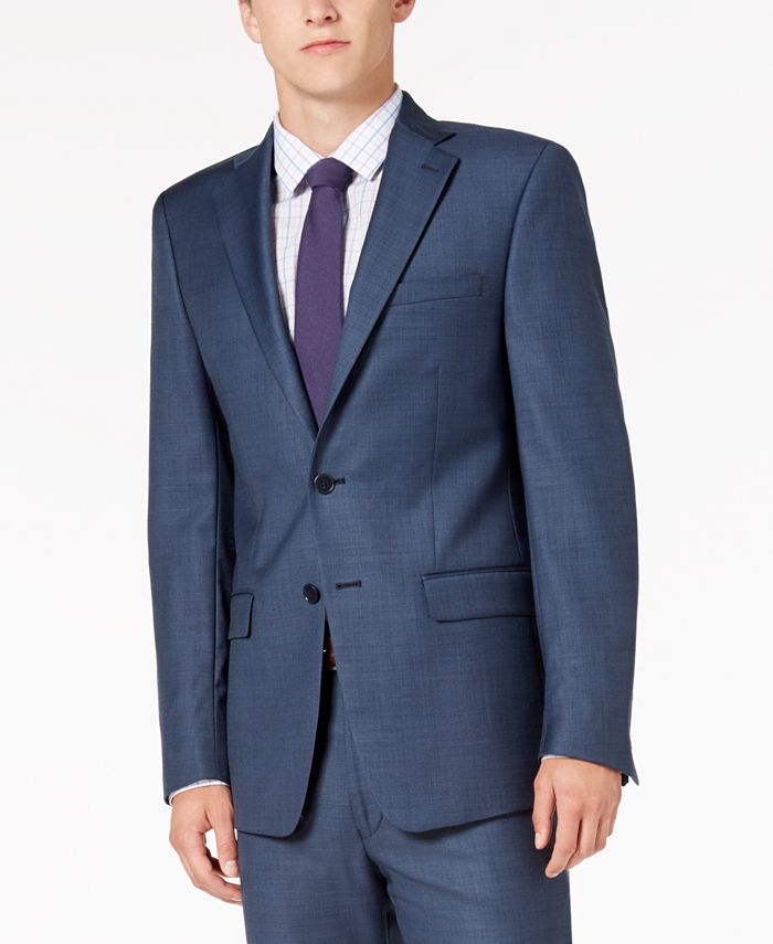 Calvin Klein Men's Classic-Fit Stretch Blue Neat Suit Jacket & Reviews -  Blazers & Sport Coats - Men - Macy's
