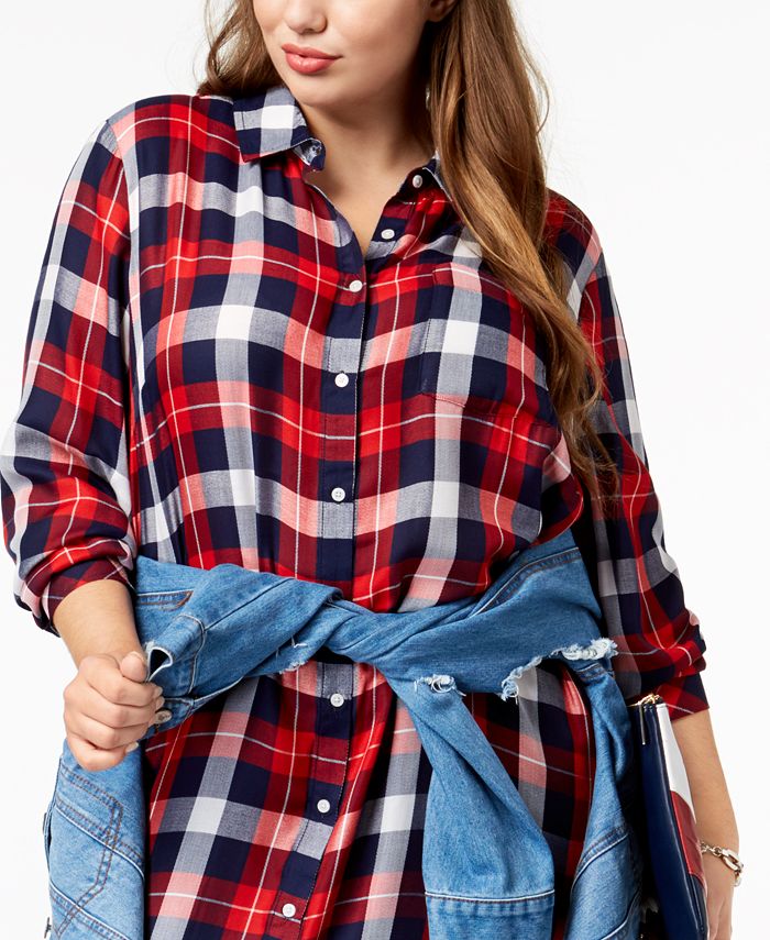 Tommy Hilfiger Plus Size Plaid Shirtdress, Created for Macy's - Macy's