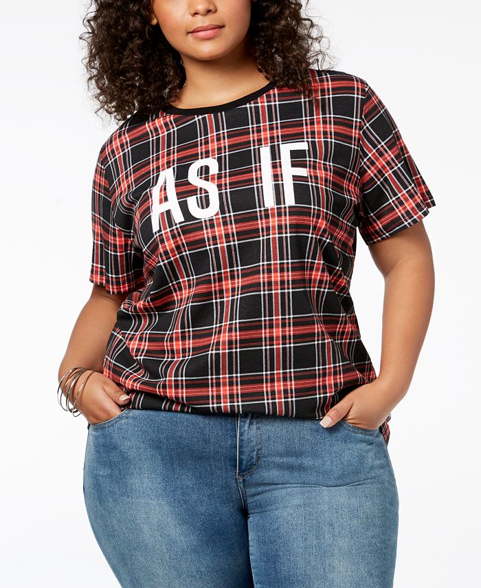 Hybrid Plus Size As If Plaid T-Shirt - Macy's