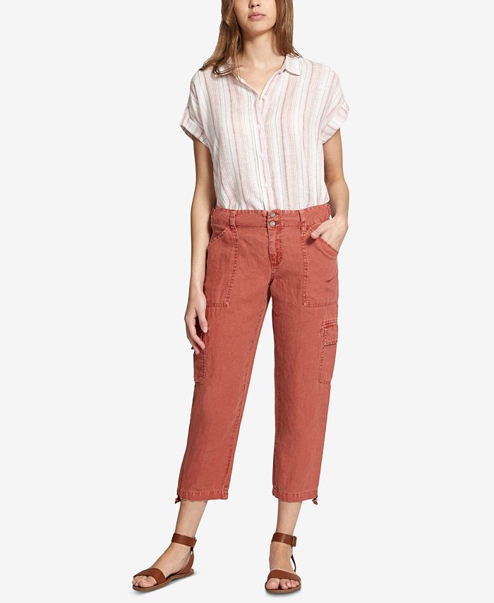 Sanctuary Linen Cropped Cargo Pants Macy s