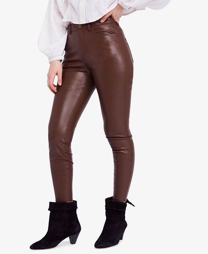 Free People Faux-Leather High-Rise Skinny Pants - Macy's