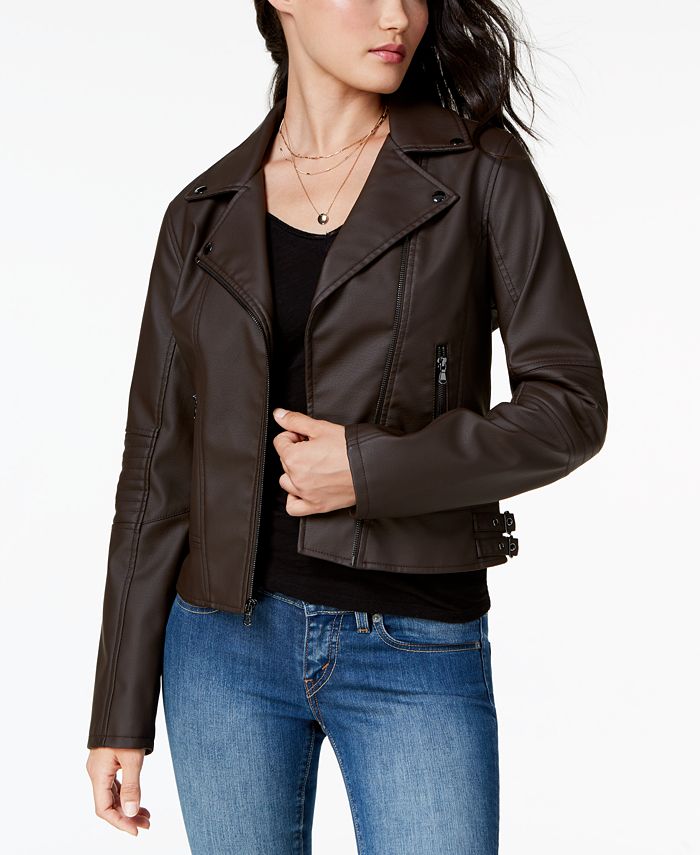 Celebrity Pink Juniors' Faux-Leather Moto Jacket & Reviews - Coats ...