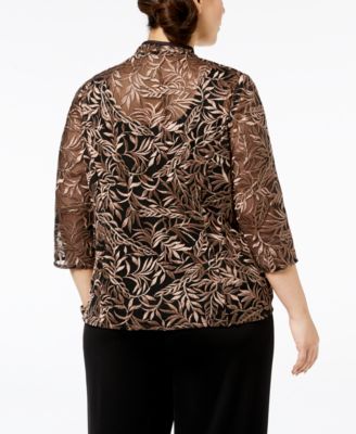 Alex Evenings Plus-Size Embroidered Jacket & Top Set - Macy's