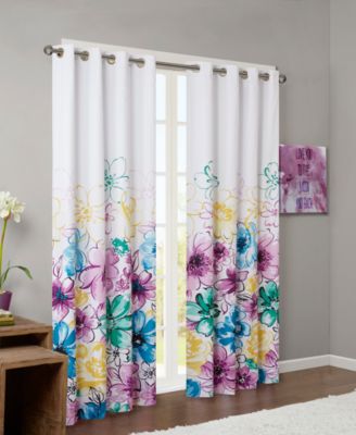 Intelligent Design - Olivia Floral-Print 50" x 84" Blackout Grommet Window Panel