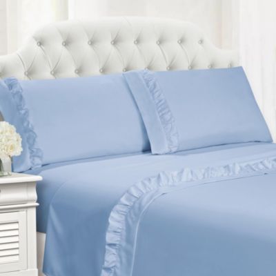 Cathay Home Inc. Cathay Home Ruffle Hem Sheet Set Collection Bedding In Pale Aqua