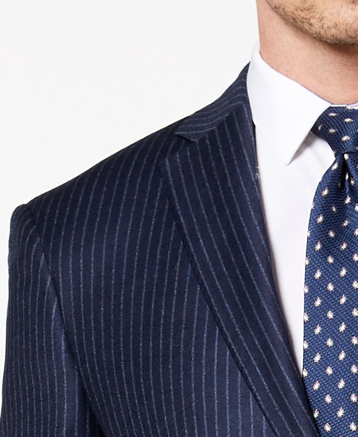 DKNY Men's Modern-Fit Navy Pinstripe Suit Jacket & Reviews - Blazers ...