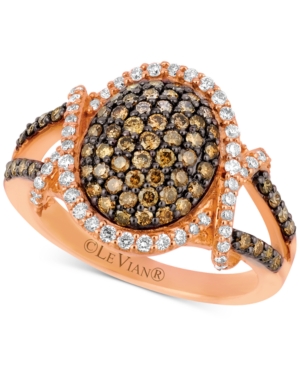 image of Le Vian Chocolatier Diamond Oval Cluster Ring (1 ct. t.w.) in 14k Rose Gold