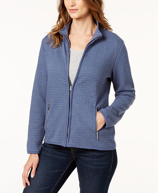 Karen Scott Quilted Fleece Jacket, Created for Macy's & Reviews