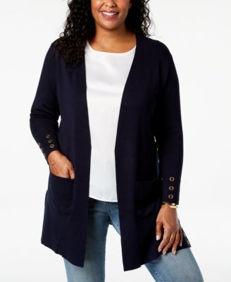 Joseph A - Plus Size Grommet Open-Front Cardigan