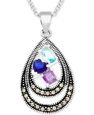 image of Cubic Zirconia & Marcasite Double Teardrop 18