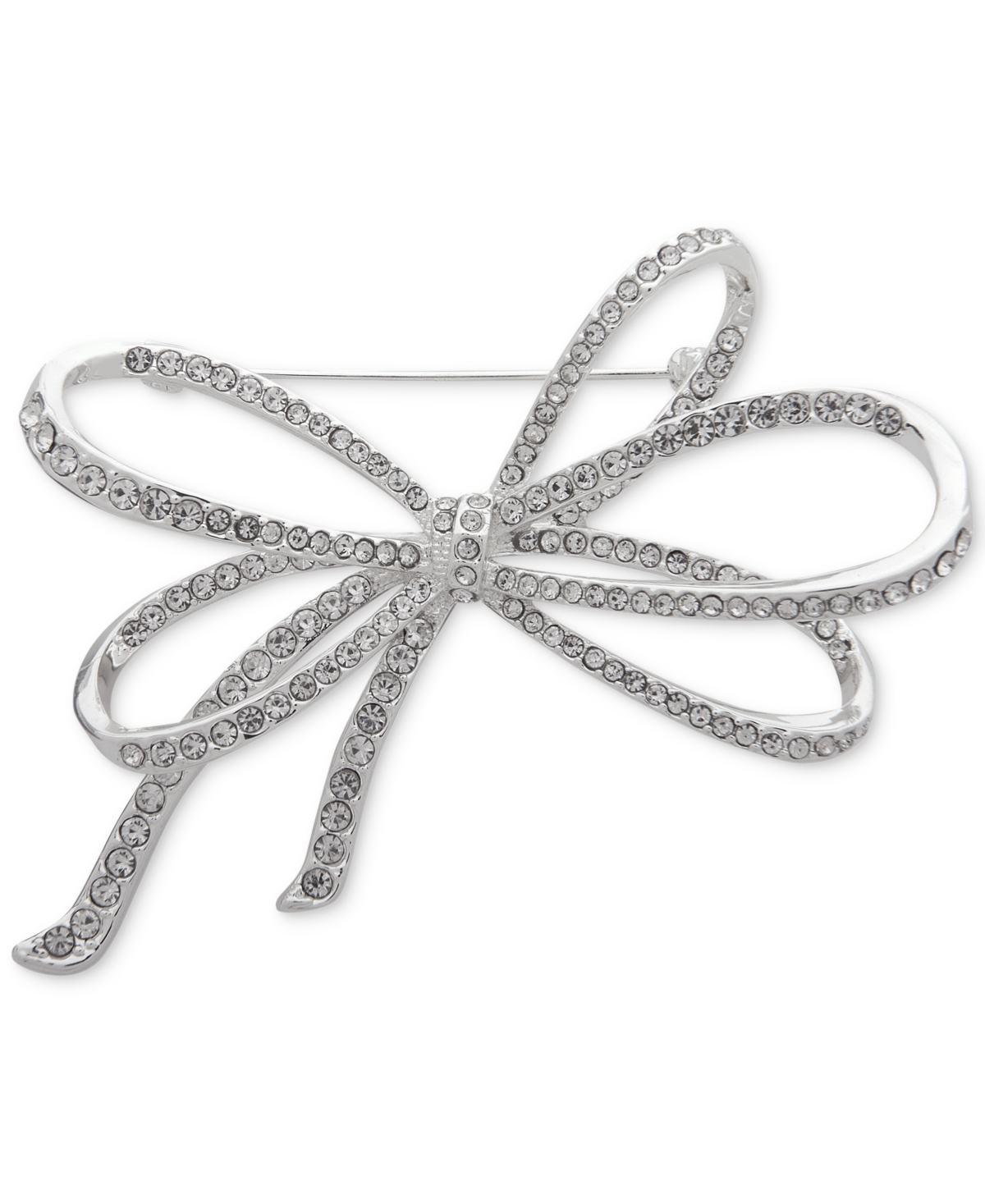 Pave Bow Pin, Created for Macy's - Silver