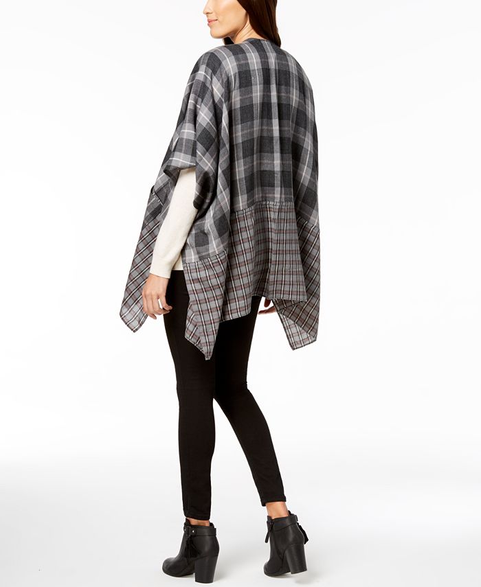 Steve Madden City Chic Plaid Poncho with Pockets - Macy's