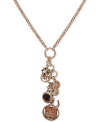 Lauren Ralph Lauren - Gold-Tone Stone & Imitation Pearl Multi-Charm 30" Lariat Necklace