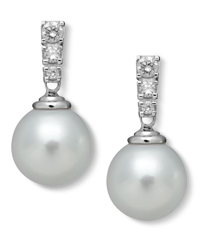 Belle de Mer Pearl Cultured Freshwater Pearl (9mm) and Diamond (1/4 ct ...
