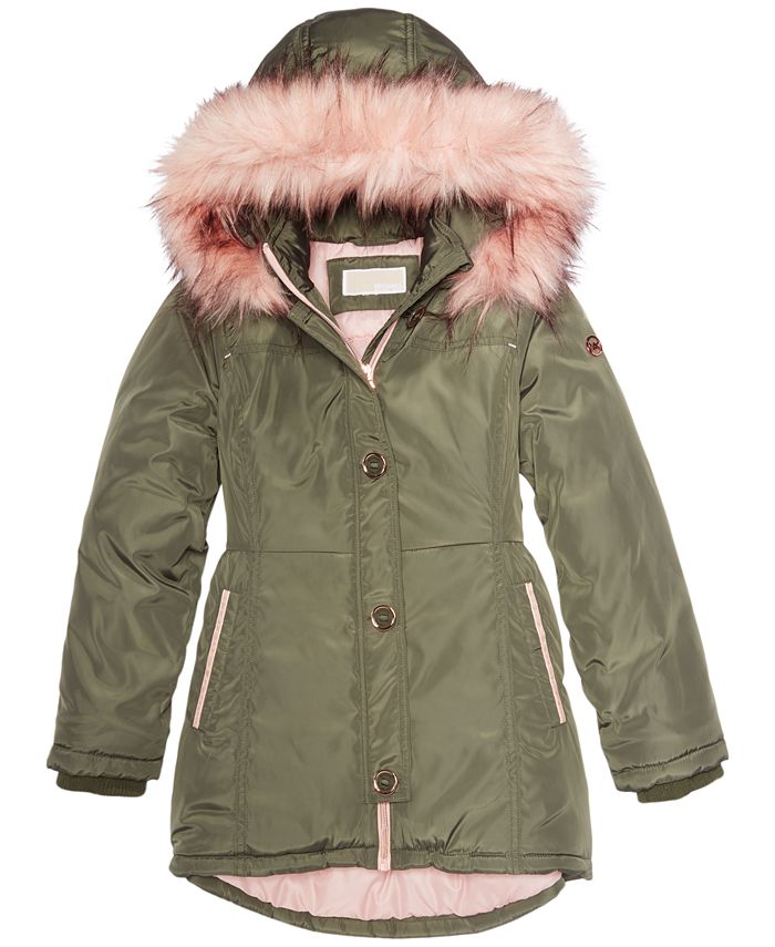 Michael Kors Big Girls Hooded Jacket with Faux-Fur Trim & Reviews - Coats &  Jackets - Kids - Macy's