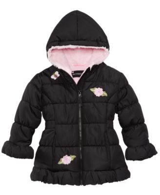 S Rothschild & CO - Little Girls Embroidered Hooded Puffer Jacket