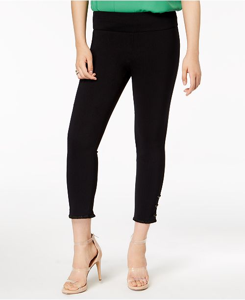 Bar III PullOn Studded FringedCuff Pants, Created for Macy's