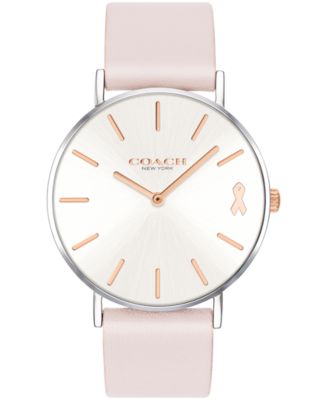 COACH - Women's Perry Ice Pink Leather Strap Watch 36mm