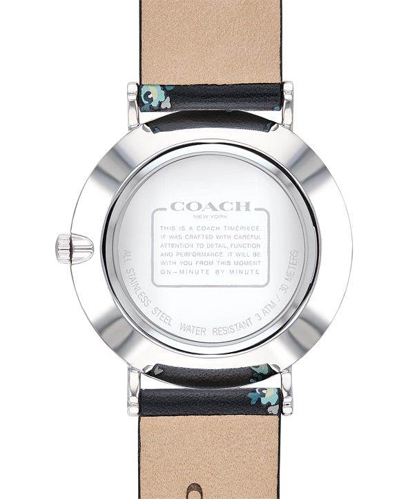 COACH Women's Perry Created for Macy's Black Leather Strap Watch 36mm