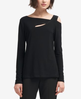 DKNY - Asymmetrical Cold-Shoulder Top
