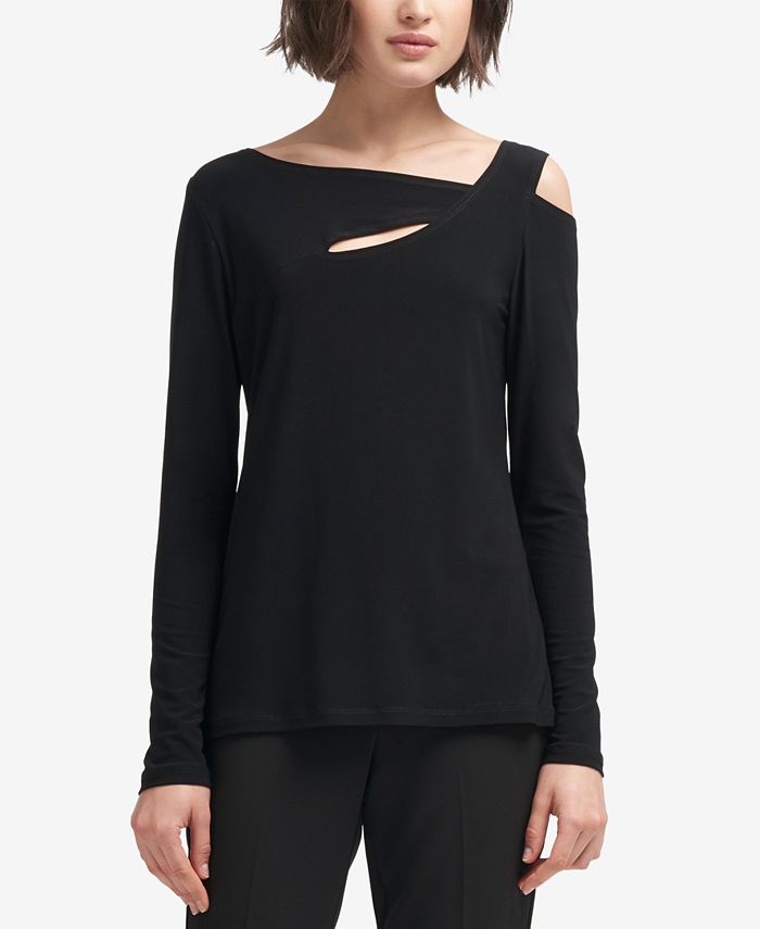 Asymmetrical cold shoulder store top