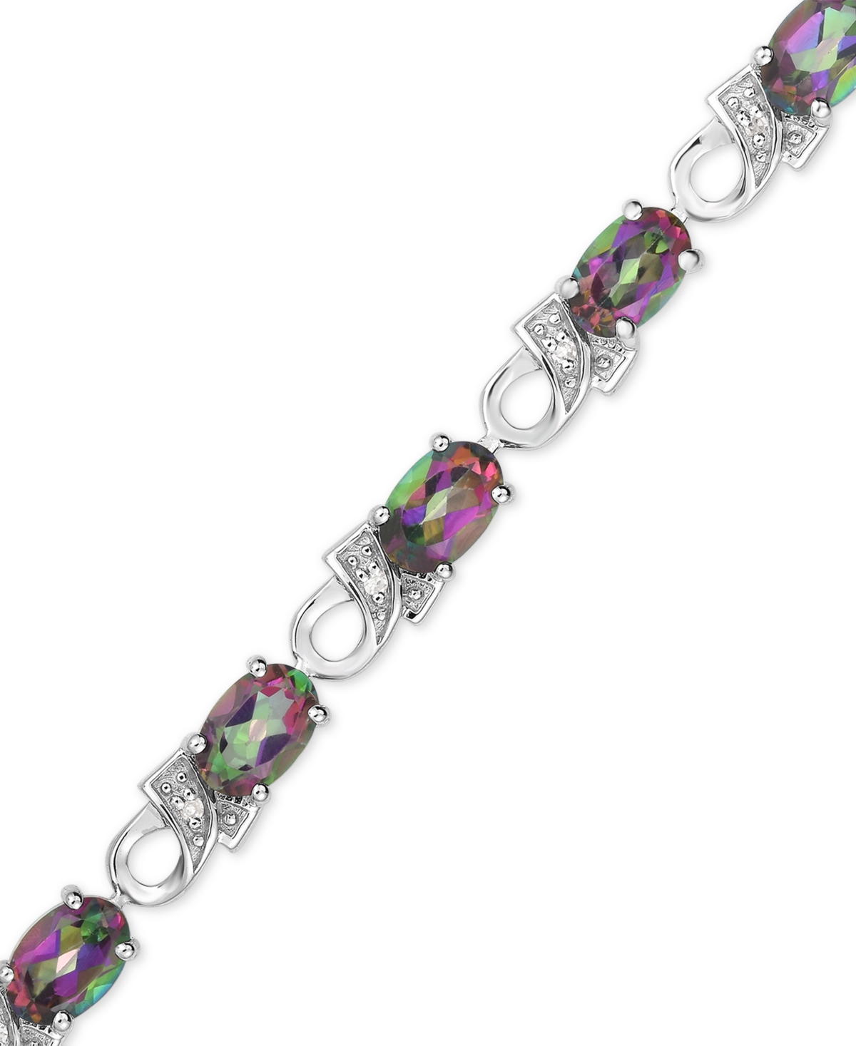 (7 1/2 ct. t.w.) & Diamond Accent Link Bracelet in Sterling Silver - Mystic Topaz