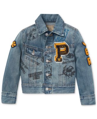 polo jean jacket with patches