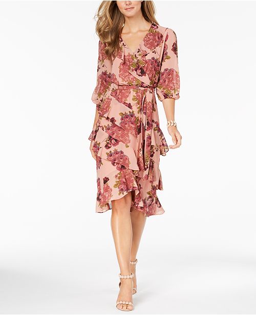 Betsey Johnson Ruffled FloralPrint Dress, Created for Macy's & Reviews Dresses Women Macy's