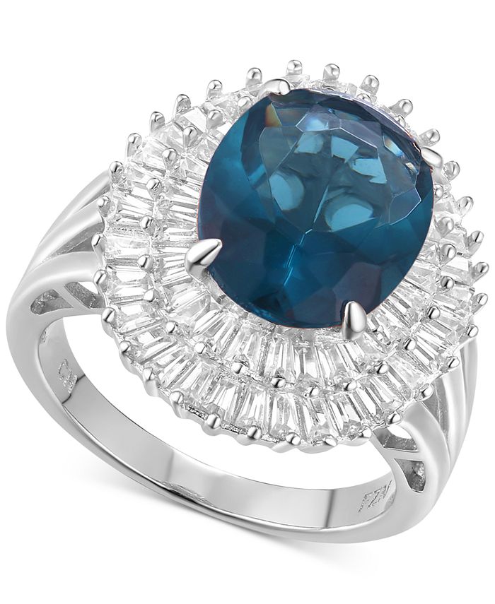 Macy s Cubic Zirconia Simulated London Blue Topaz Baguette