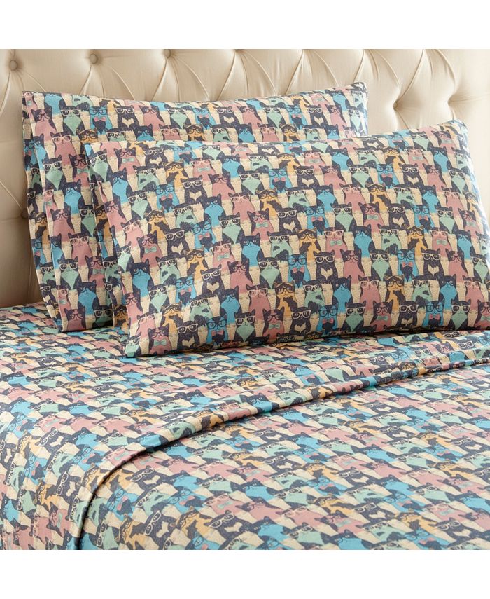 Shavel Micro Flannel® Kool Kats California King Sheet Set Macy's