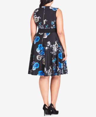 Trendy Plus Size Floral-Print Sleeveless A-Line Dress
