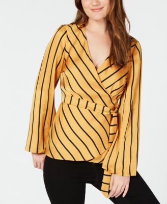 INC International Concepts - Striped Bell-Sleeve Wrap Top, Created for Macy's