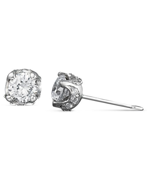 Macy S Pave Diamond Stud Earrings In 14k White Gold 1 2 Ct T W