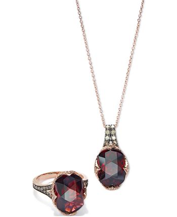 Le Vian - Rhodolite Garnet (6-9/10 ct. t.w.) and Diamond (3/8 ct.t.w.) 18" Pendant Necklace in 14K Rose Gold