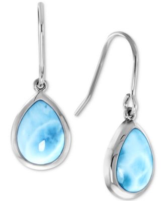 Marahlago - Larimar Teardrop Drop Earrings in Sterling Silver