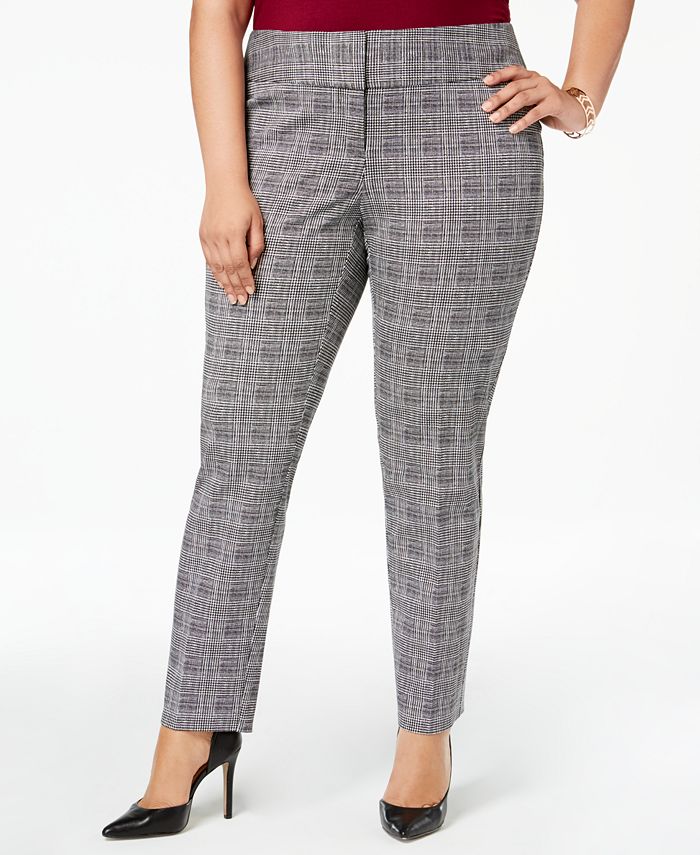 Alfani Plus Size Printed Wide-Waistband Slim Pants, Created for Macy's ...