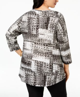 売れ筋商品|||ジェイエムコレクション カットソー トップス レディース Plus Size Printed Top, Created for Macy's Deep Spotted Plaid JM Collection Plus Size Printed Top, Created for Macy's - Macy's