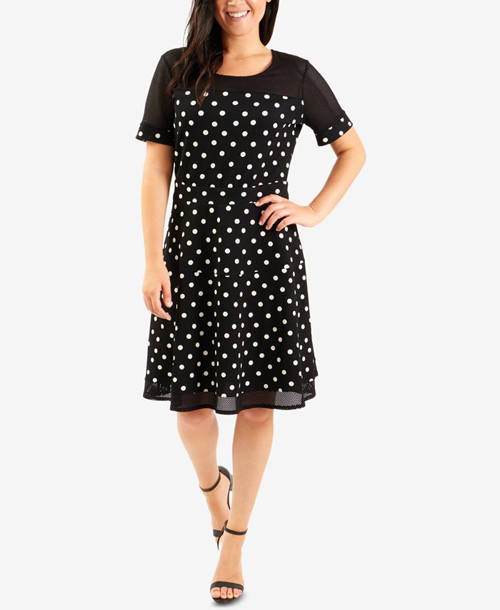 NY Collection Petite Printed Illusion Fit & Flare Dress - Macy's