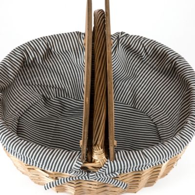 Country Navy & White Striped Picnic Basket