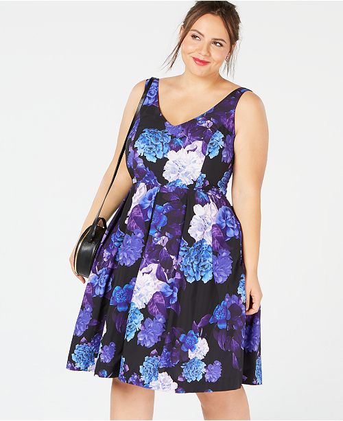 City Chic Plus Size Floral-Print Flare Dress & Reviews ...