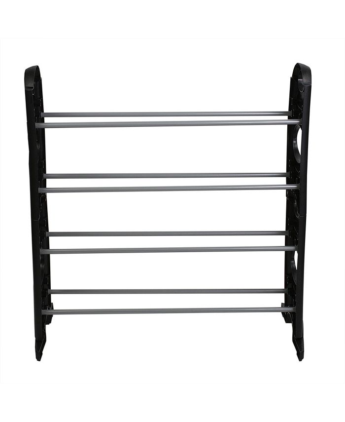 Home Basics 12 Pair Metal And Plastic Shoe Rack, Black Macy's