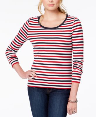 Tommy Hilfiger - Striped Flag-Logo T-Shirt